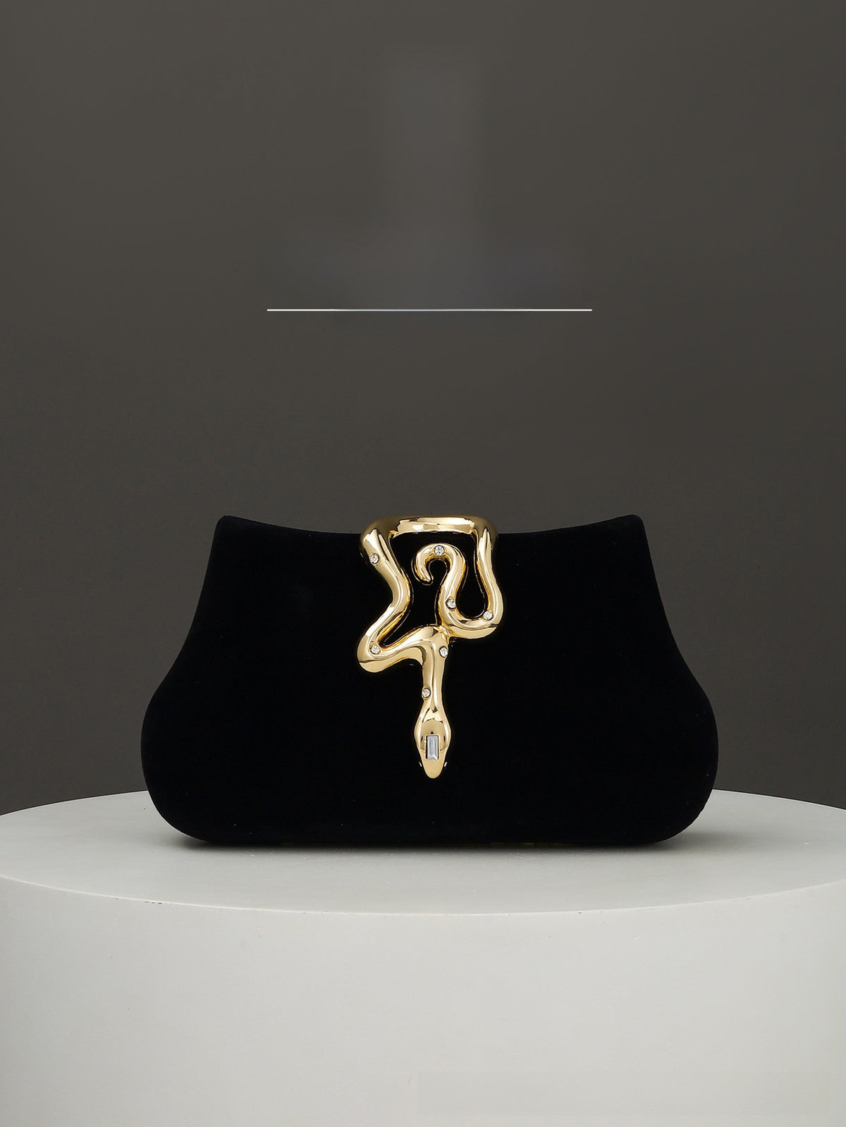 Women's Snake-Shaped Lock Velvet Chain Crossbody Evening Bag Clutch