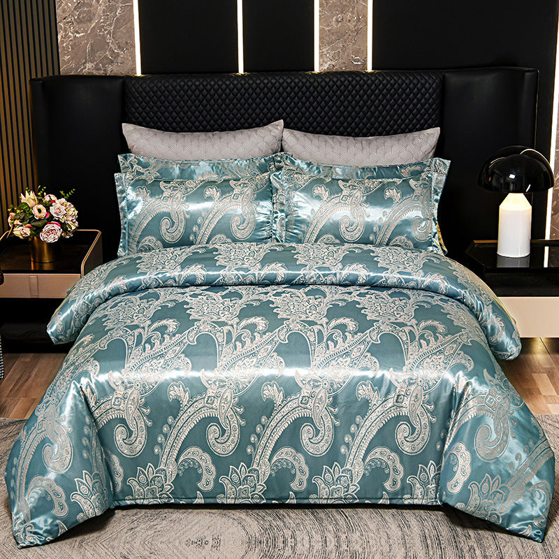 European Style Satin Silk Jacquard Bedding Set