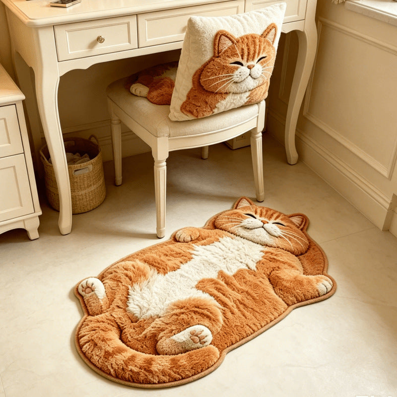 Diatomaceous Earth Floor Mat with Sleeping Cat Design