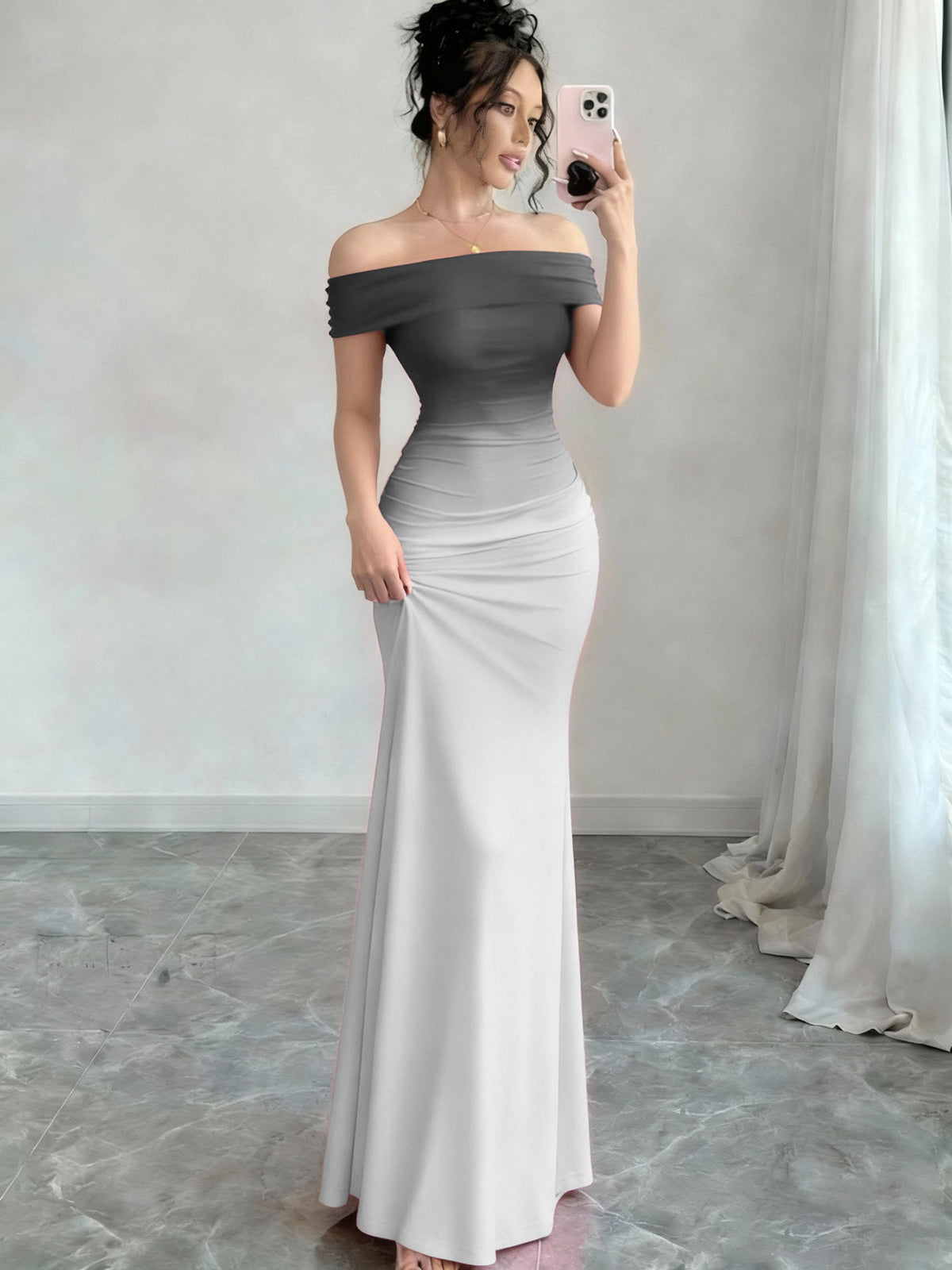 Gradient Sleeveless Bodycon Long Dress