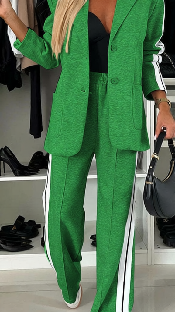 High-waisted long pants two-piece set for women