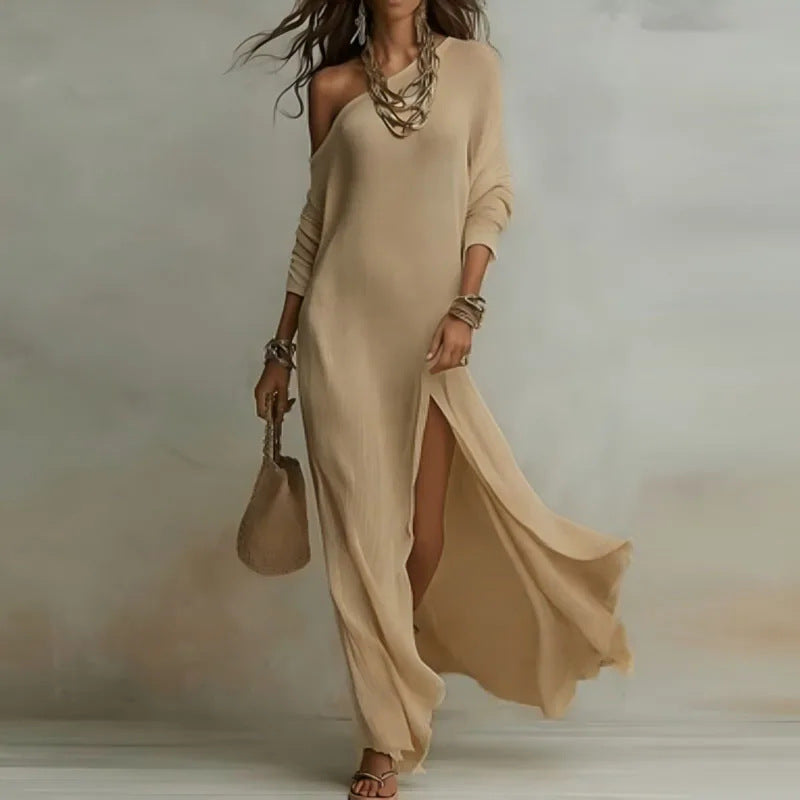 Long Sleeve High Neck Midi Dress