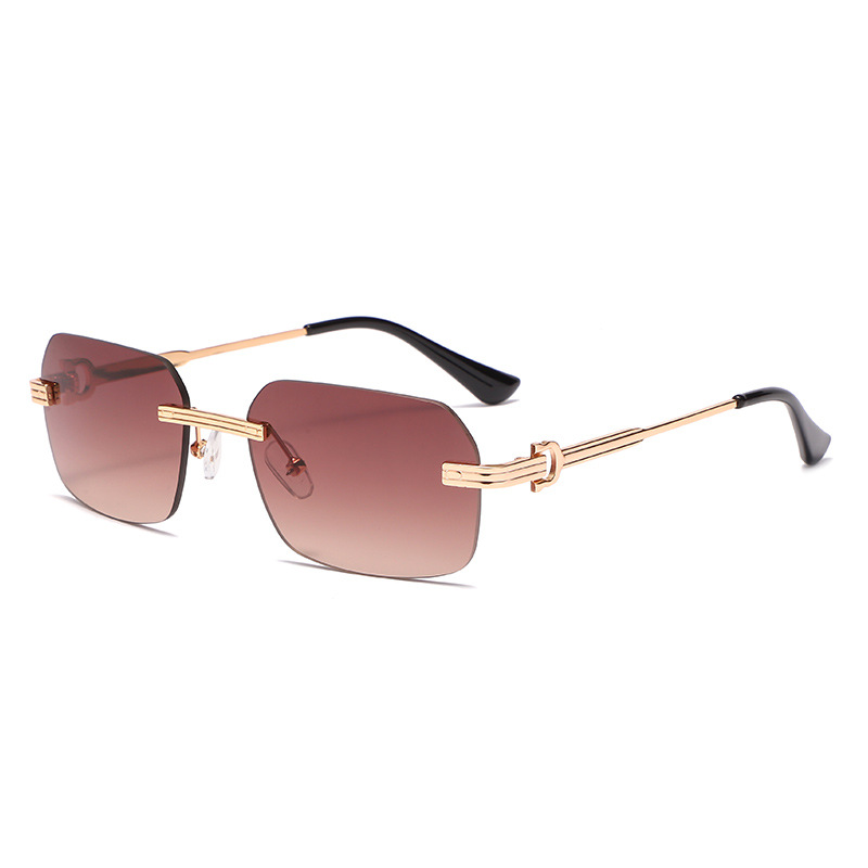 Irregular crystal cut square sunglasses