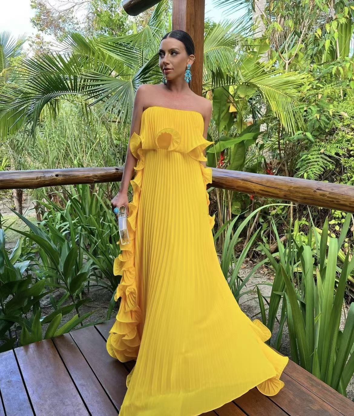 Pleated Wrap Flared Dress