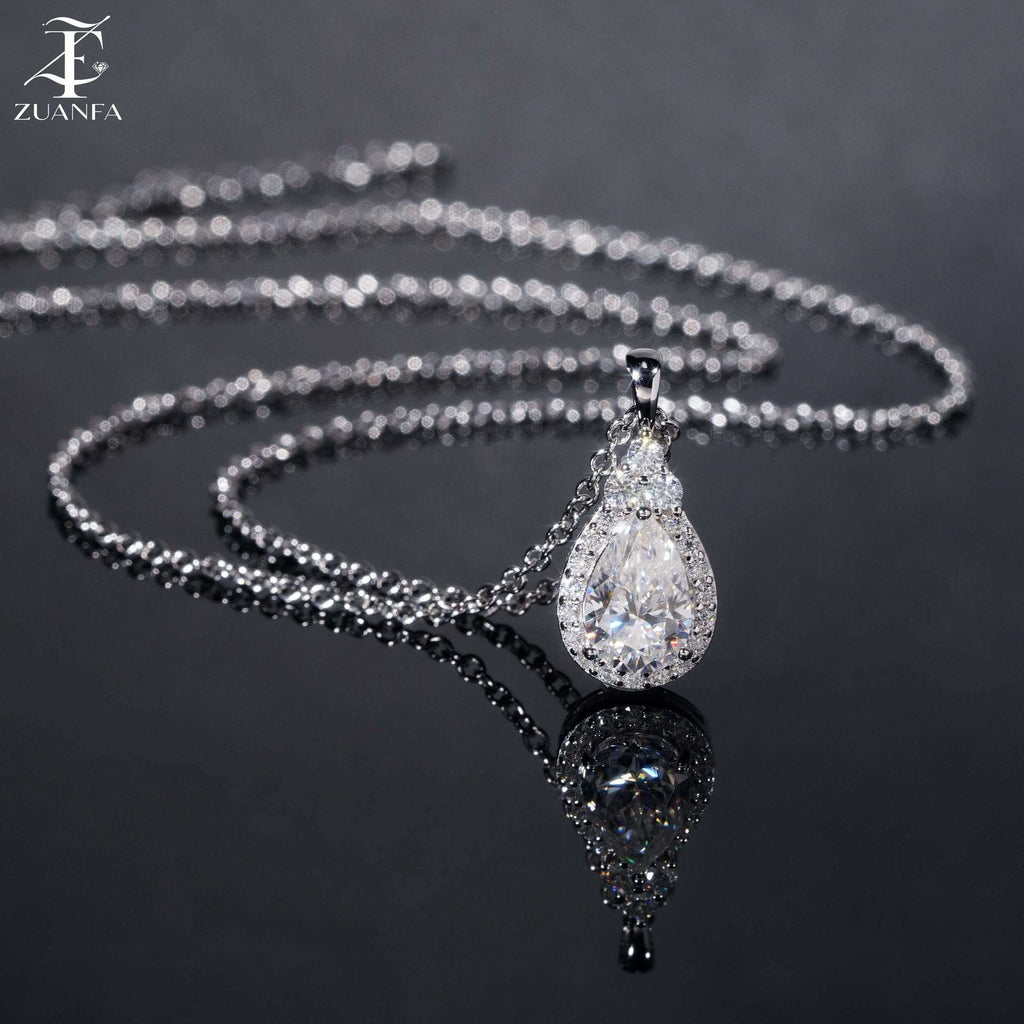Minimalist Water Drop Moissanite Silver Necklace
