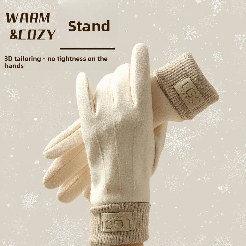 Winter Touchscreen Warm Plush Lined Knit Gloves Anti-Slip Windproof