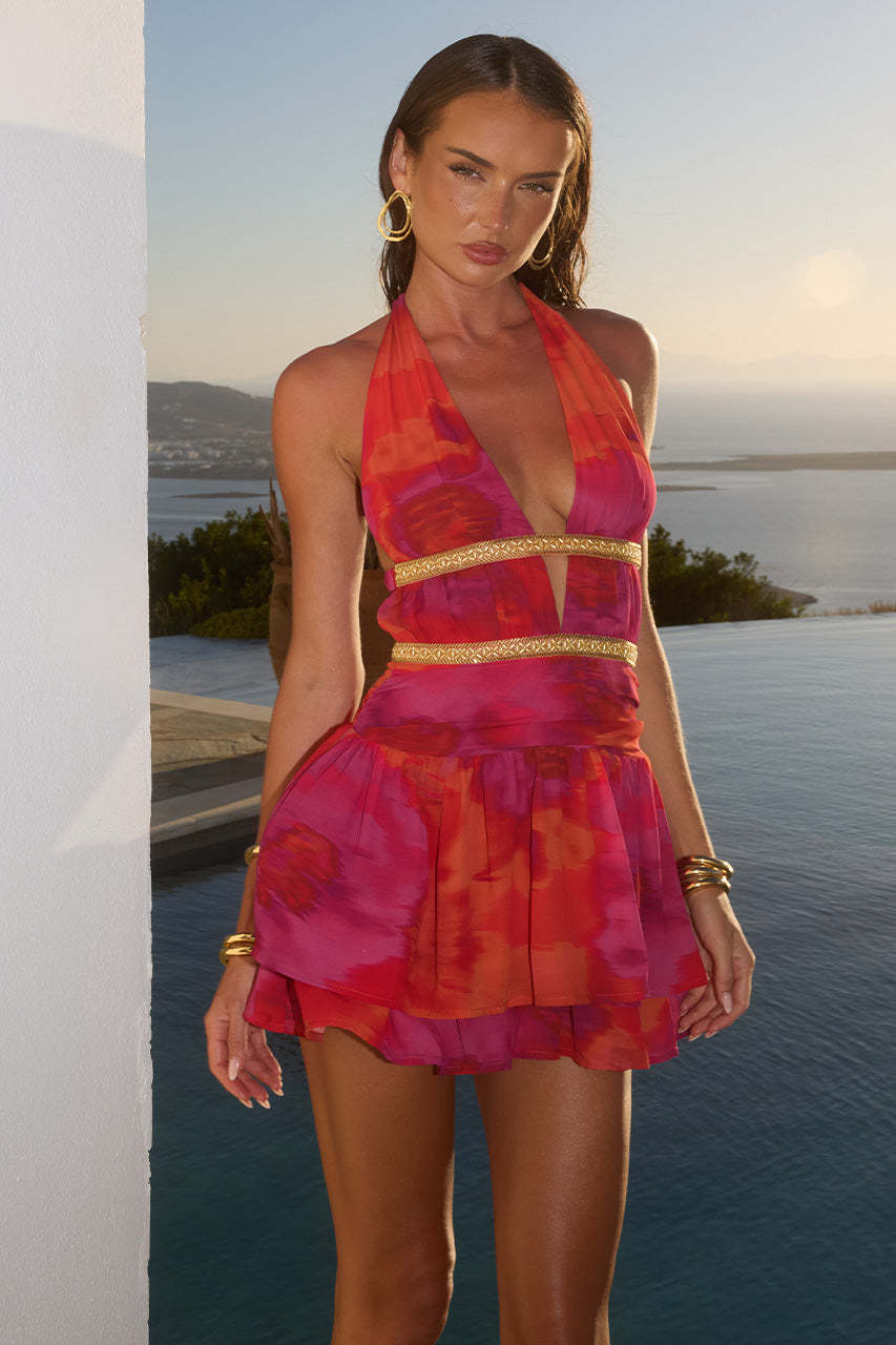 Sexy Backless Fashion Printed Casual Slim-Fit Strap Dress
