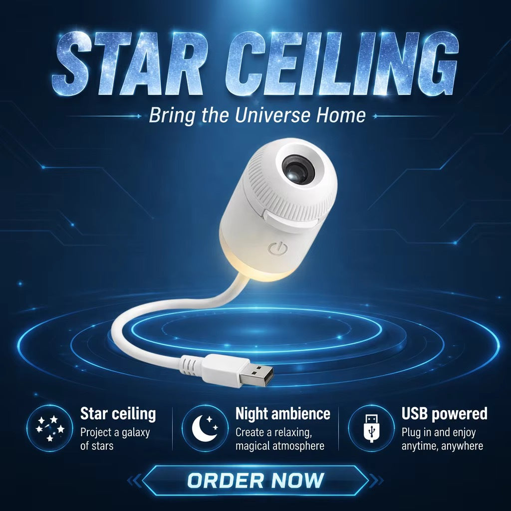 USB Star Projection Night Light with Voice Control