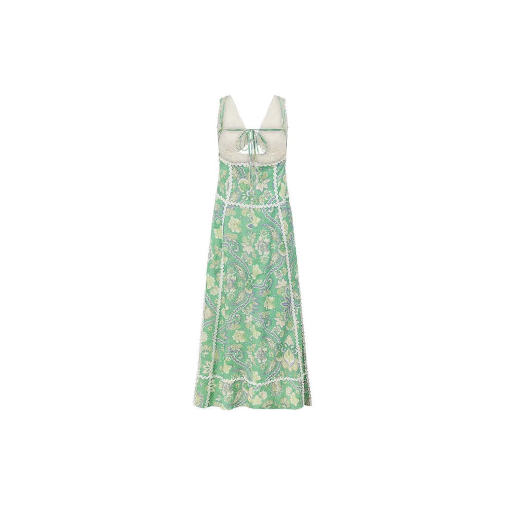 Floral Print Linen Blend A-Line Dress