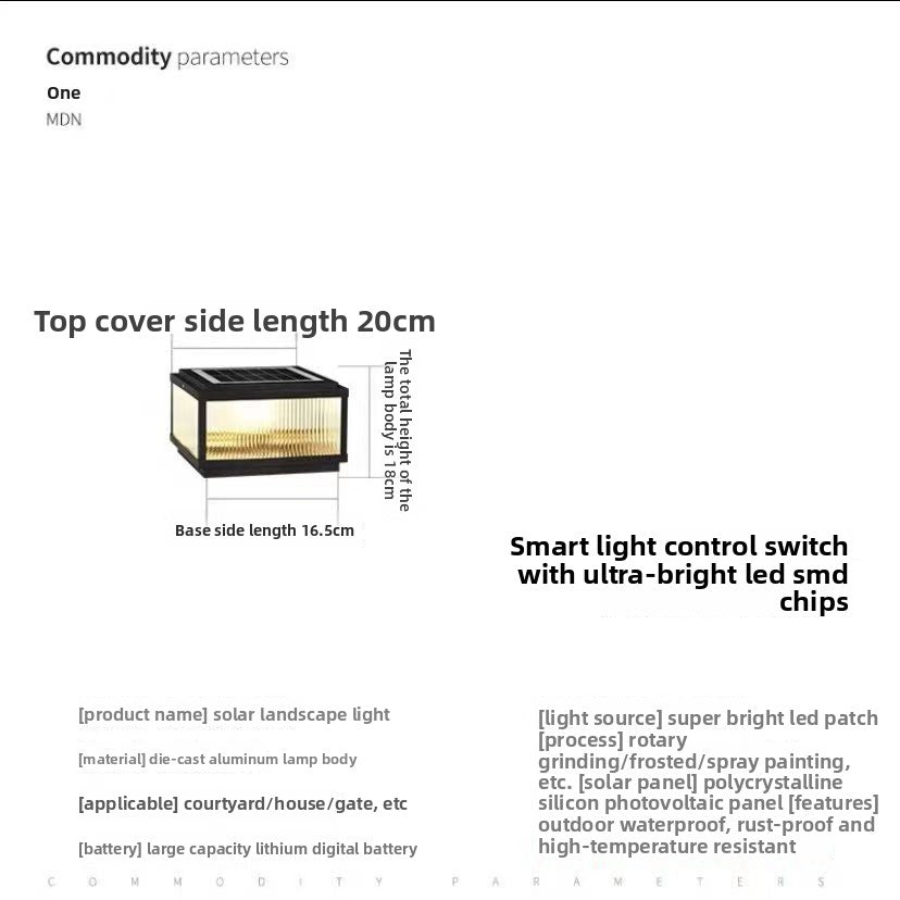 Solar-powered outdoor waterproof post light