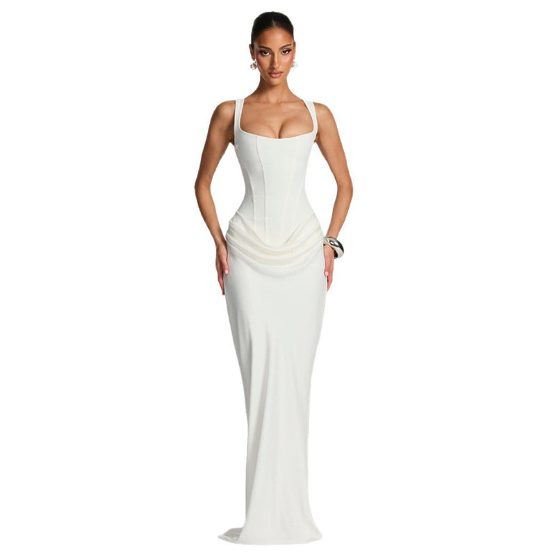 Square Neck Bodycon Long Dress