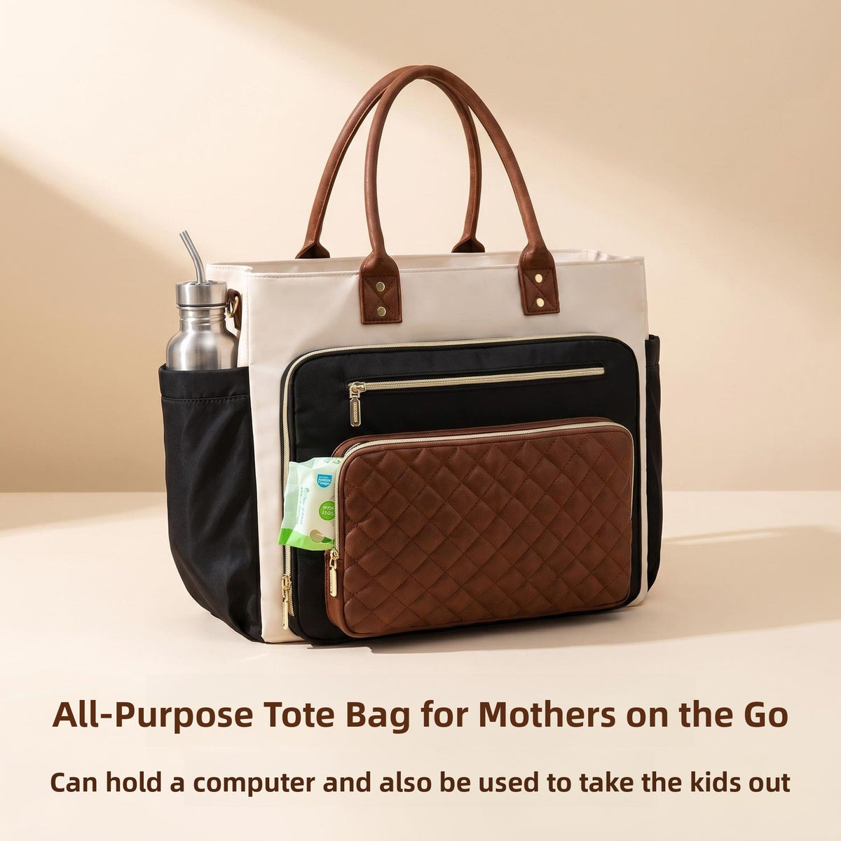 Ladies' Large Capacity Commuter Handbag with Cup Holder