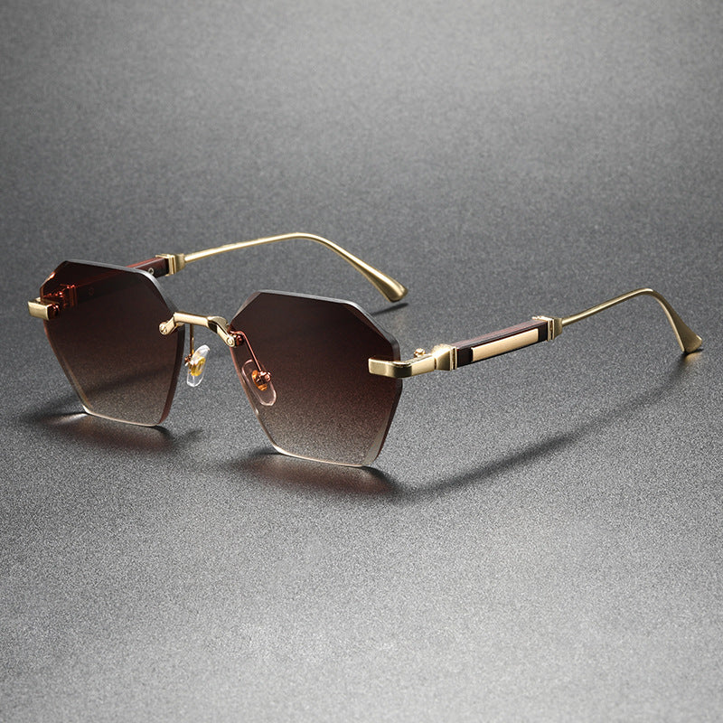 Wavy Pattern Frameless Square Metal Sunglasses UV400 Protection Fashion Driving Outdoor Glasses