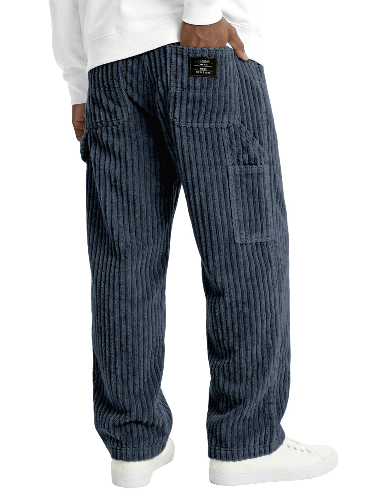 Denim straight-fit casual pants