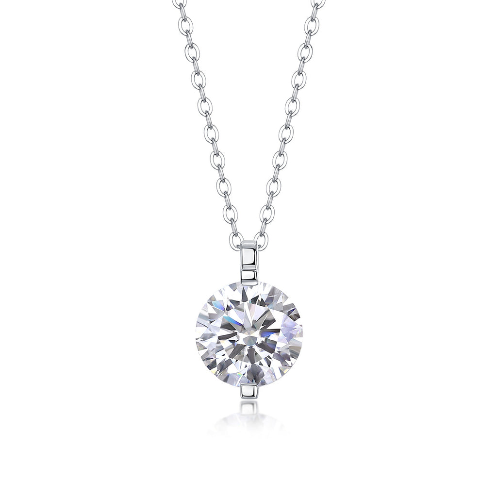 Sterling Silver Moissanite Geometric Pendant Necklace