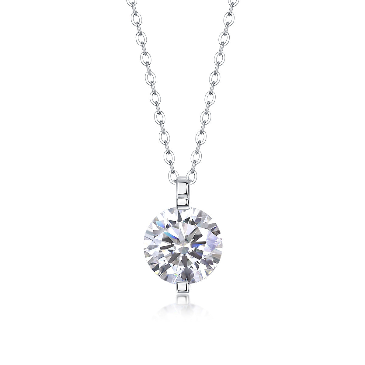 Sterling Silver Moissanite Geometric Pendant Necklace
