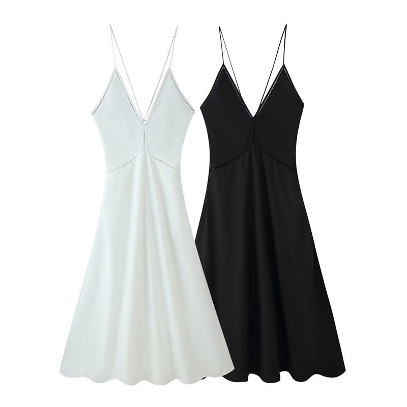 Womens Lace-up Back Floral Trim Dress