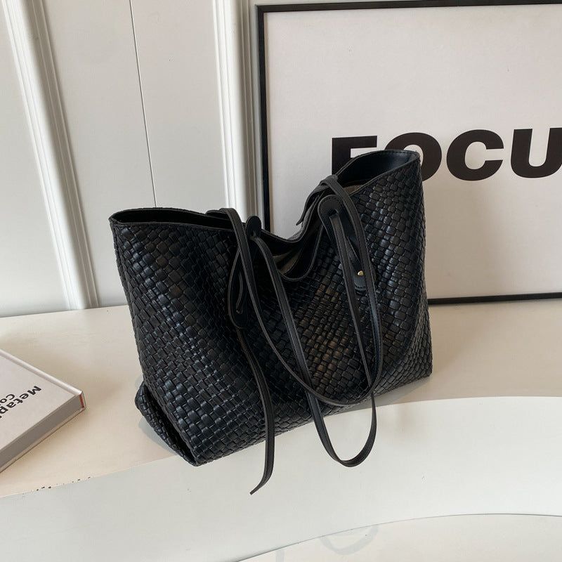 Woven Shoulder Tote Bag