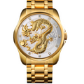 Mens Dragon Embossed Quartz Calendar Watch