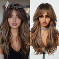 Mid-part wig, fashionable long hair, brown long curly hair, large waves