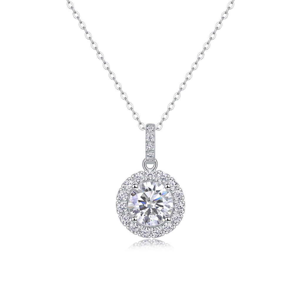 Sterling Silver Moissanite Geometric Pendant Necklace