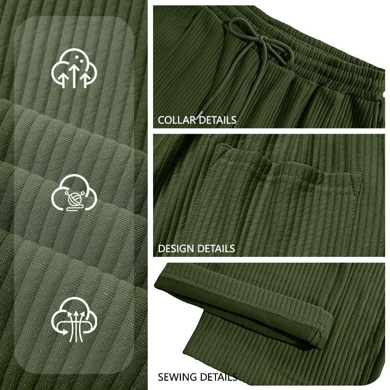 Men's Striped High Waist Wide Leg Straight Pants Casual Trousers