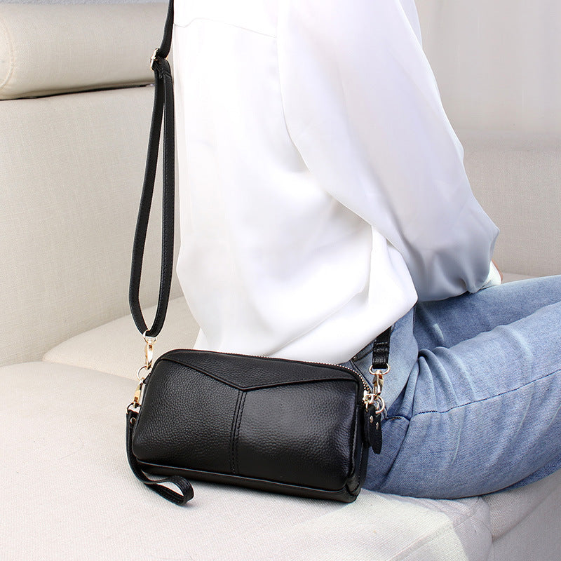 Leather women's versatile casual crossbody bag