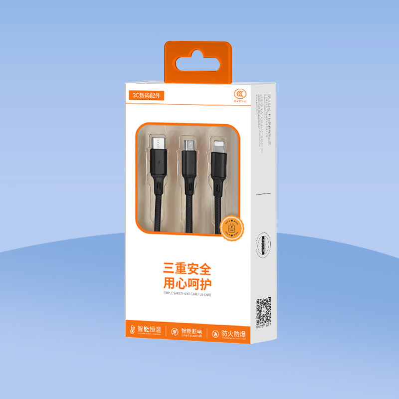 Woven One-To-Three Data Cable