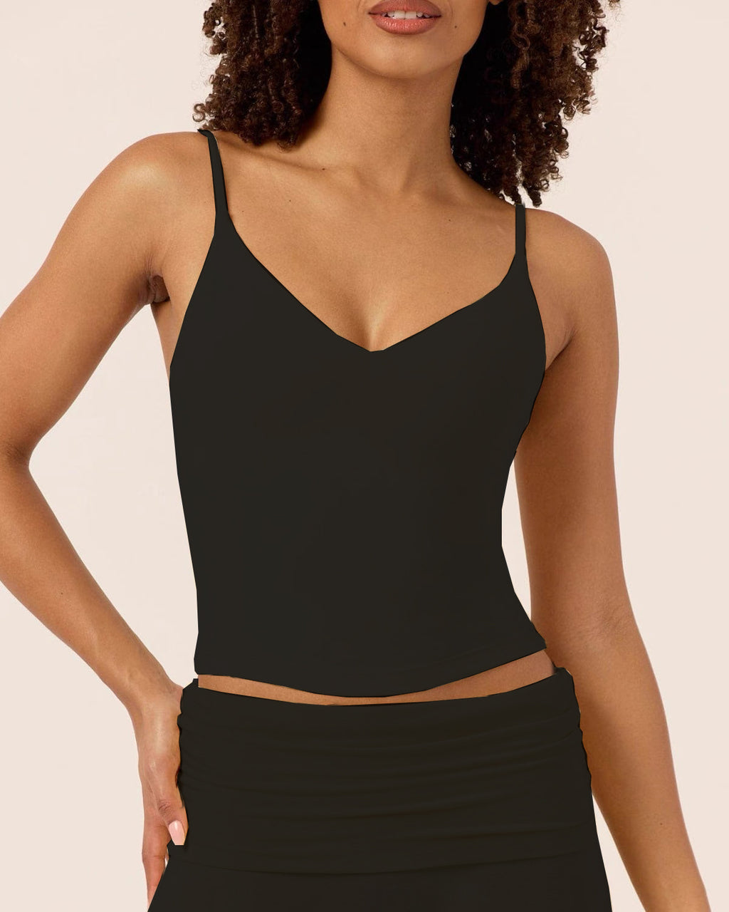 V-Neck Yoga Vest with Chest Pad Butt-Lifting Shorts