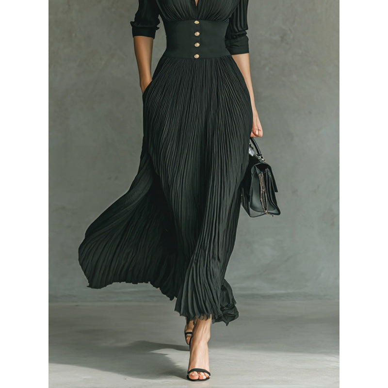 Elegant Pleated A-Line Dress