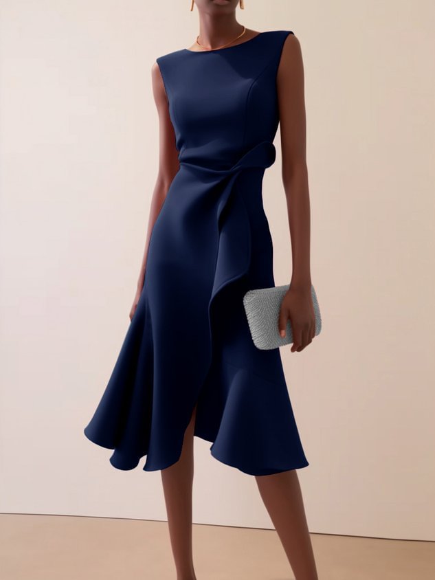 Sleeveless Round Neck Elegant Dress