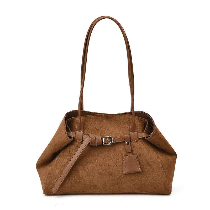 French Style Matte Baguette Shoulder Bag