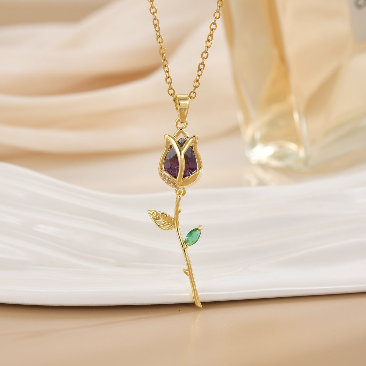 Tulip Flower Design Titanium Steel Necklace