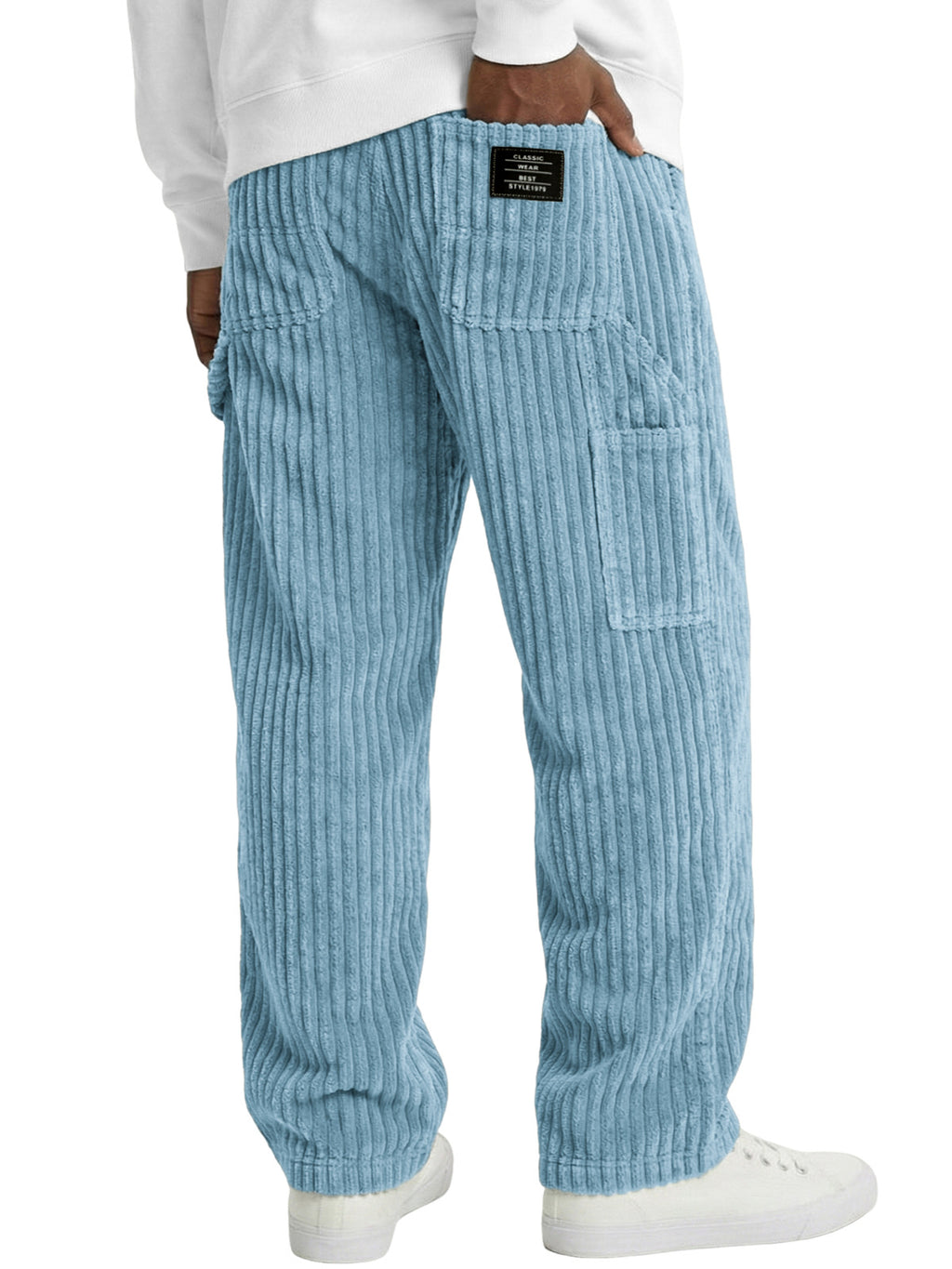 Denim straight-fit casual pants