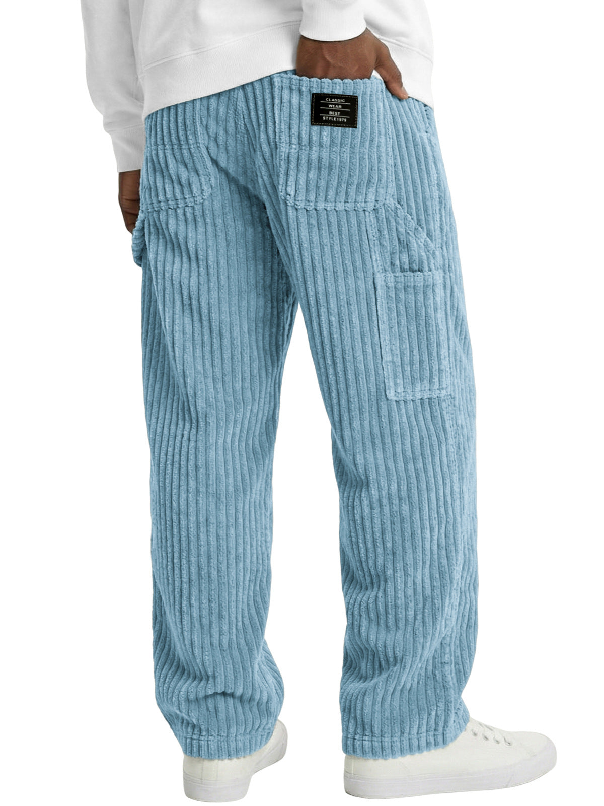Denim straight-fit casual pants