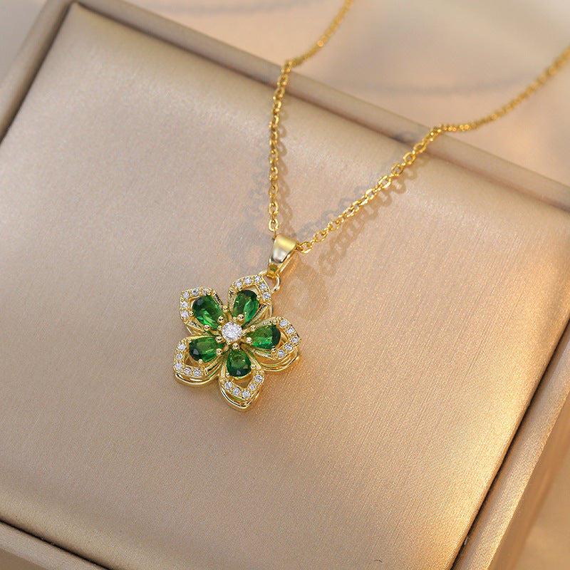 Rotating Floral Zircon Necklace