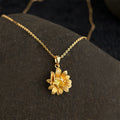 18K Gold Plated Sunflower Butterfly Zircon Necklace