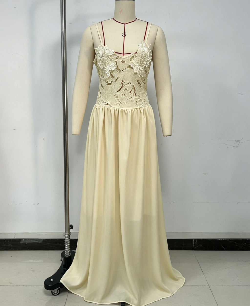 Floral Lace Strappy Long Dress
