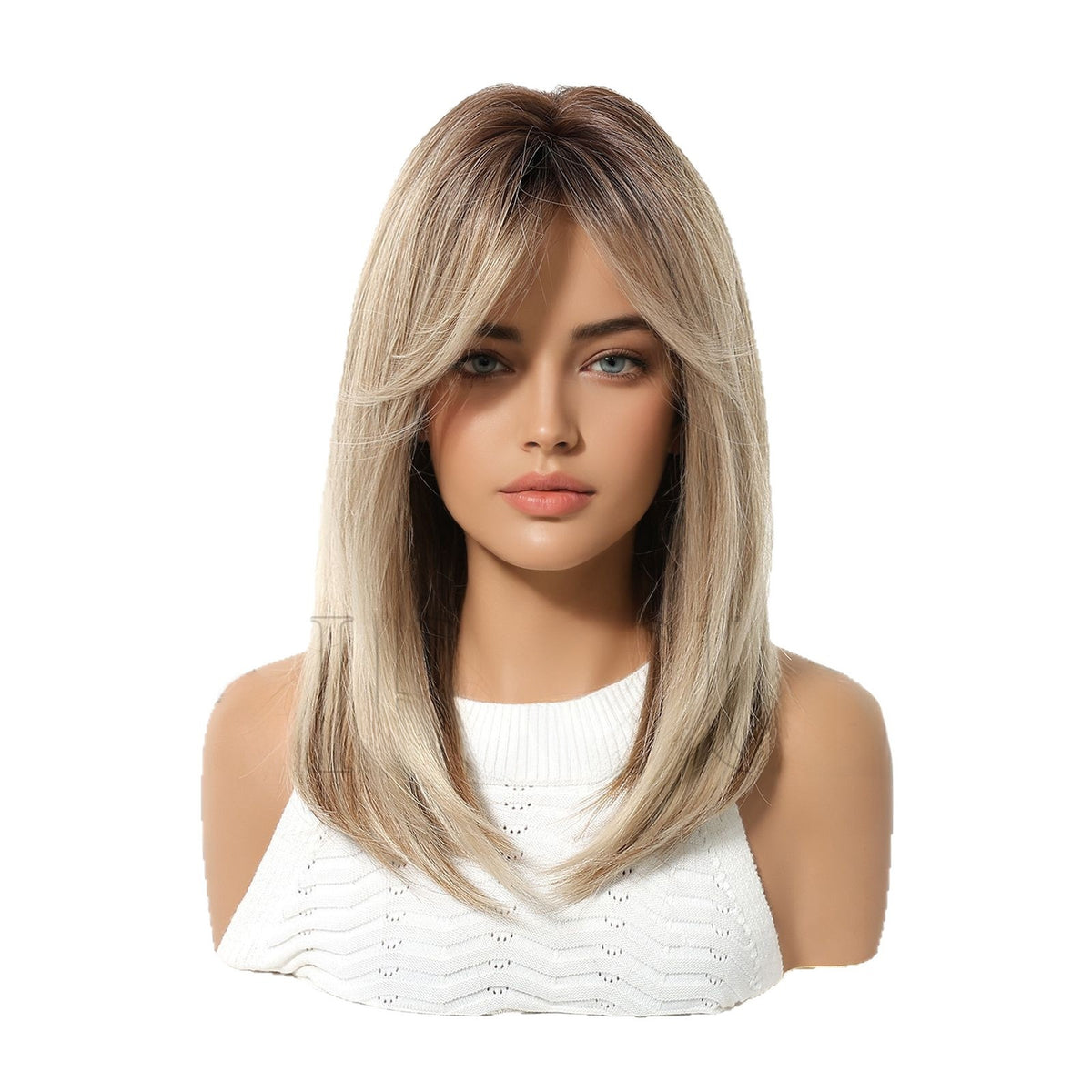 Womens Wig with Bangs Full Head Synthetic Hair