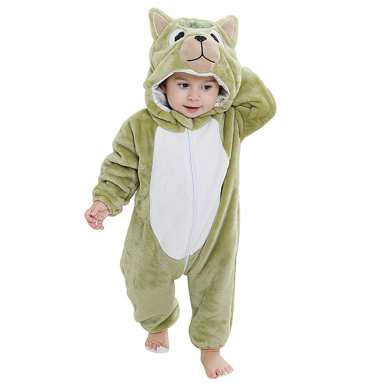 Animal Print Flannel Baby Jumpsuit