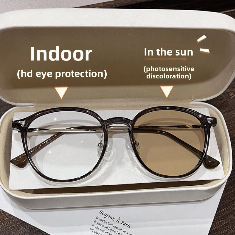 Photochromic Anti-Blue Light Oval Glasses