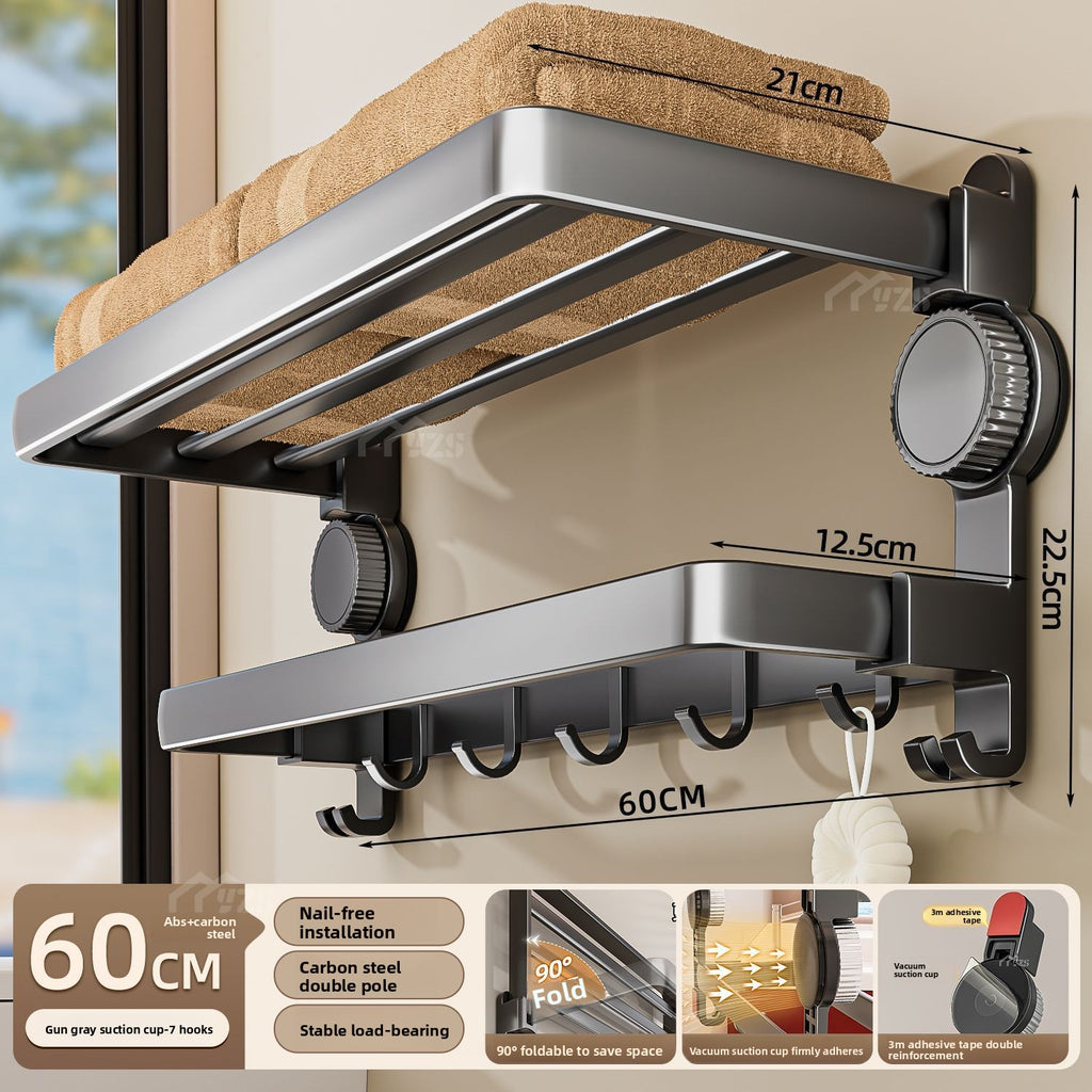 Suction Cup Bathroom Towel Rack with Hanging Rod