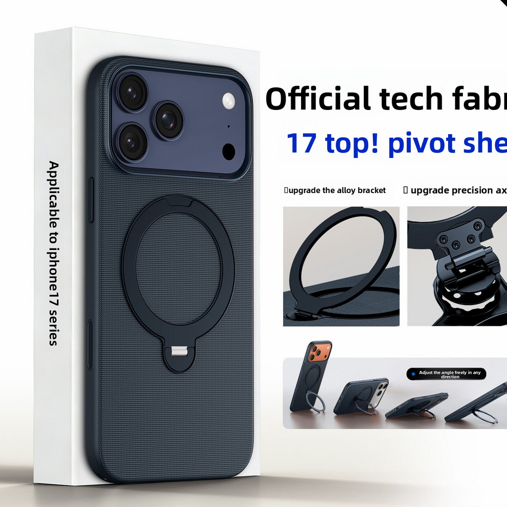 Magnetic Phone Case with Rotating Stand and Camera Button