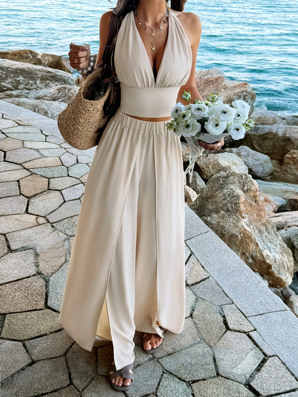 Elegant Sleeveless Vest and Pants Set