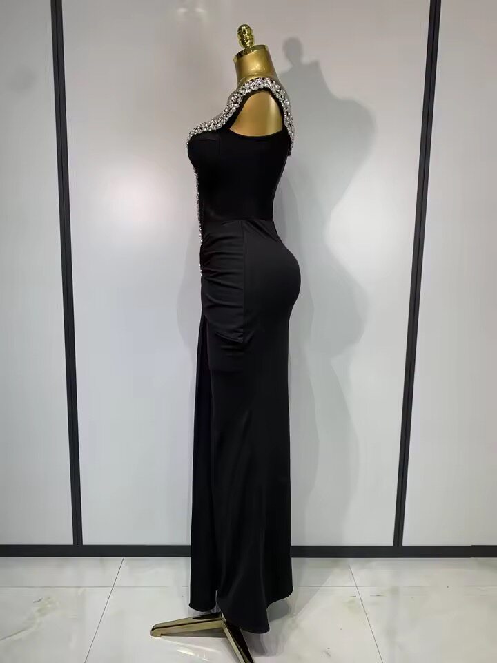 Belted dress cocktail gown for formal event