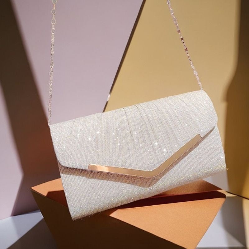 Women's Envelope Clutch Evening Bag with Chain Detail