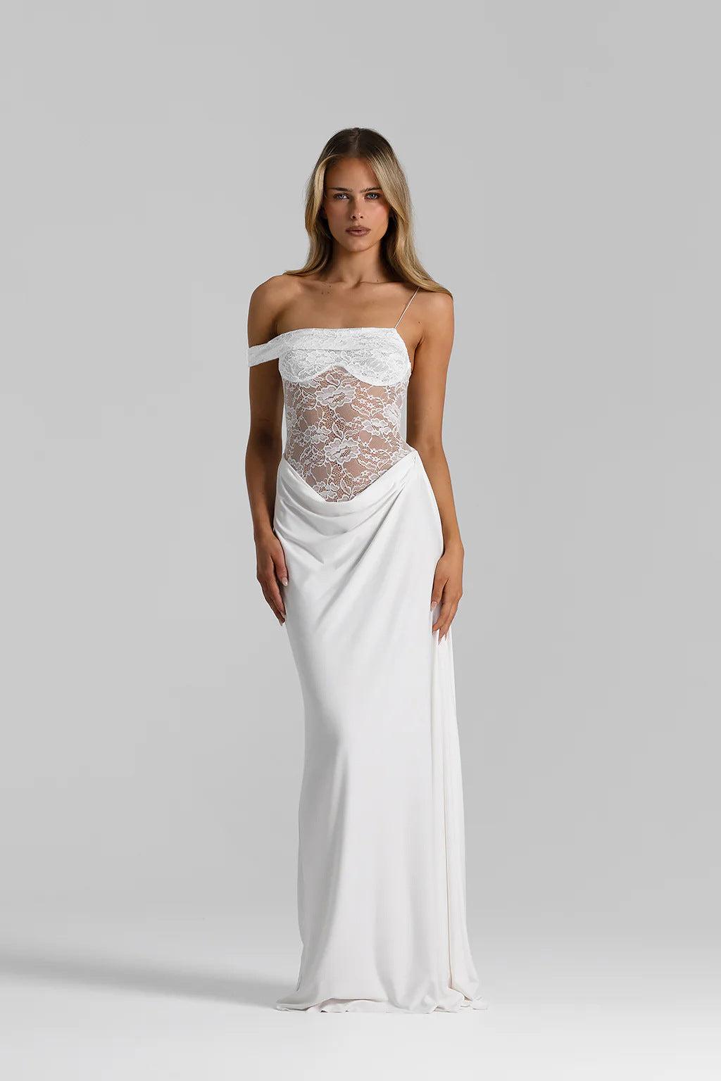 Women Solid Color Spaghetti Strap Lace Slim Fit Patchwork Dress