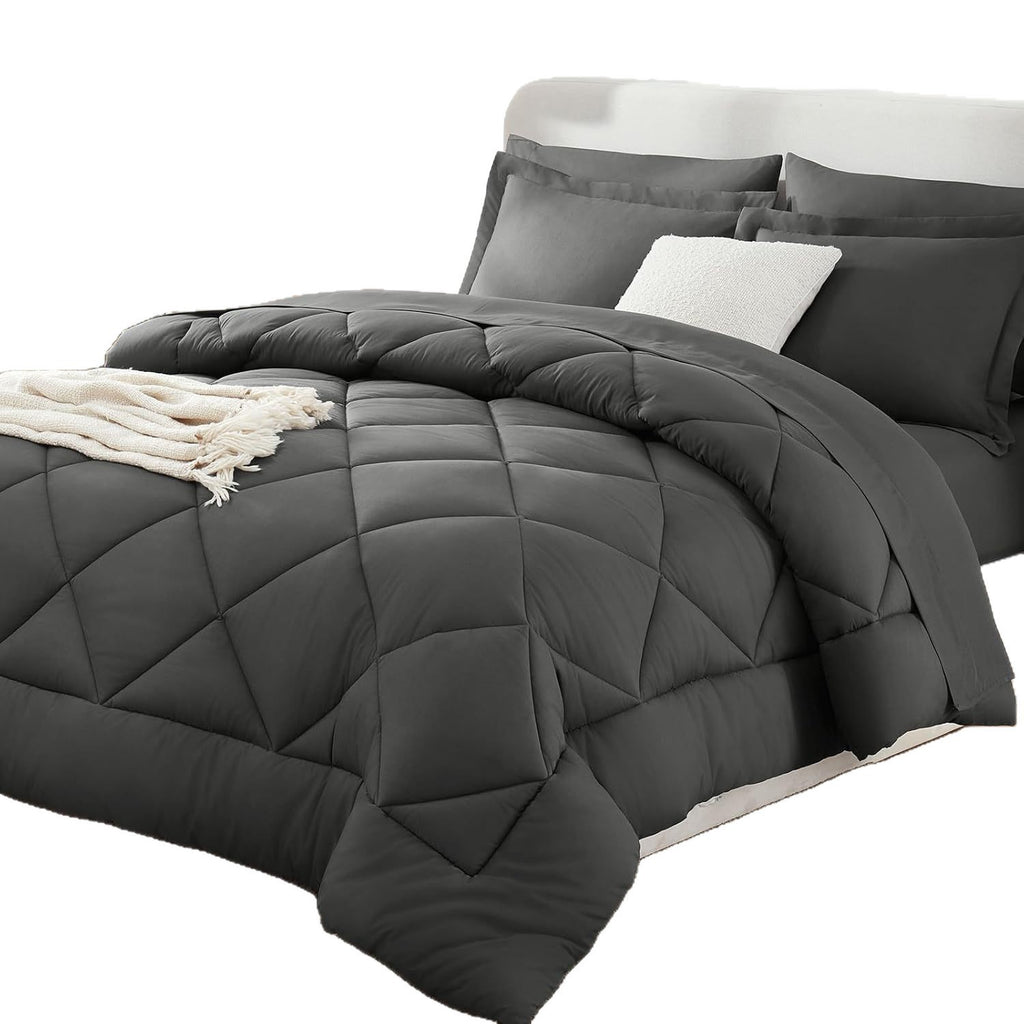 Three-Piece Quilted Solid-Color Bedding Set
