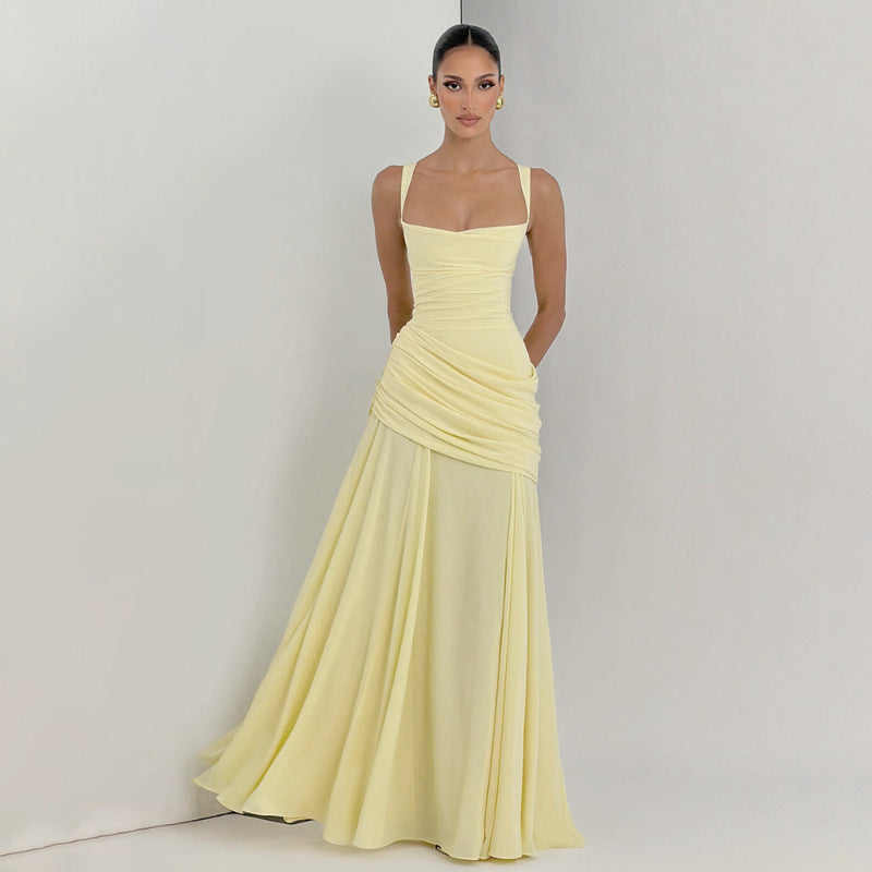 Elegant Solid Color Sleeveless Long Dress