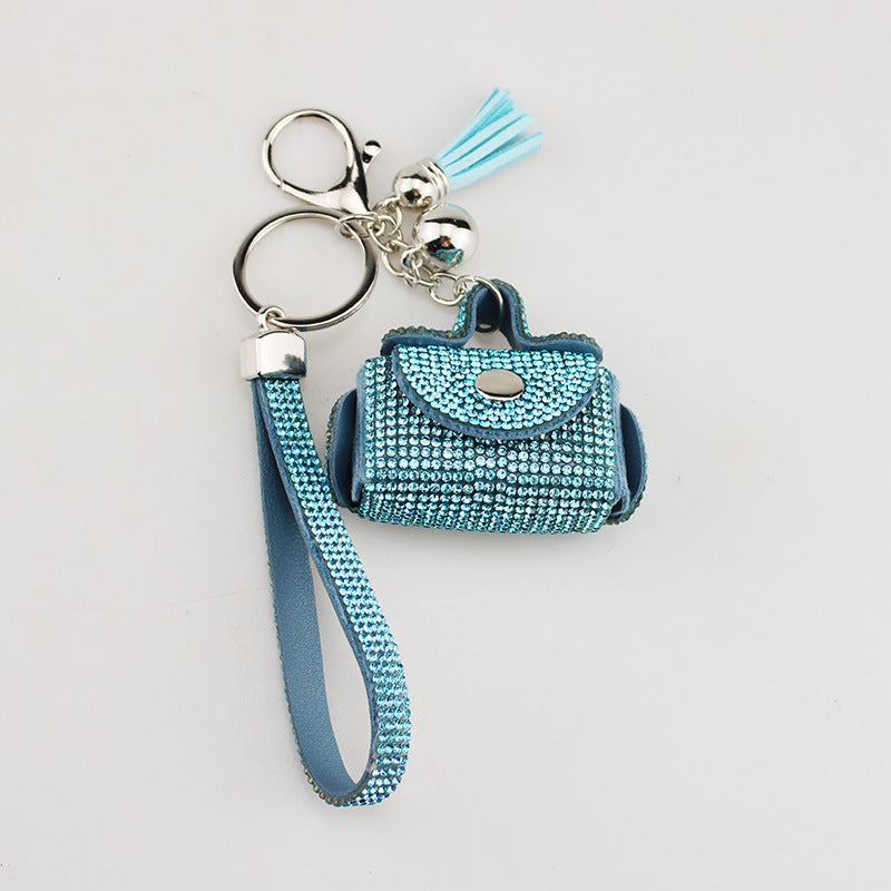 Rhinestone Mini Purse Keychain Coin Pill Earphone Holder Bag